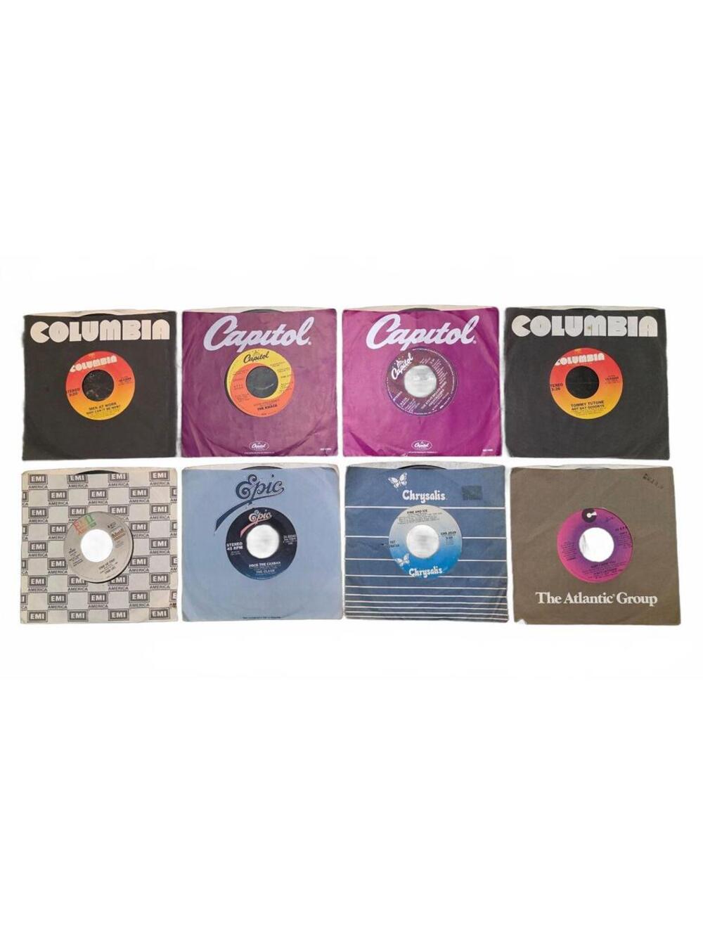 8 Vintage 80s Rock & Pop 45 RPM 7" Vinyl Records The Clash Knack Men At Work+